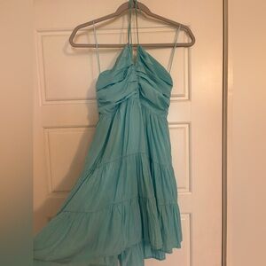 Light Blue Tiered Halter Sundress